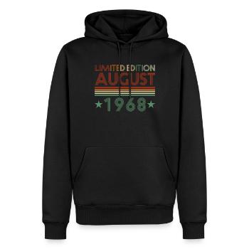54e anniversaire Naissance août 1968 Idée cadeau - Sweat à capuche Premium bio Homme - noir - Devant - Nico (187cm)