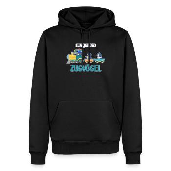 Pinguin Wortspiel Zugvögel Zug Lustiger Spruch - Männer Premium Bio Hoodie - Schwarz - Vorne - Nico (187cm)