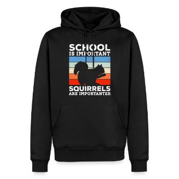 Schule ist wichtig, aber Eichhörnchen sind wichtig - Männer Premium Bio Hoodie - Schwarz - Vorne - Nico (187cm)