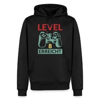Level 8 Erreicht Gamer - Männer Premium Bio Hoodie - Schwarz - Vorne - Nico (187cm)
