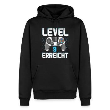 Level 9 Erreicht Gamer - Männer Premium Bio Hoodie - Schwarz - Vorne - Nico (187cm)
