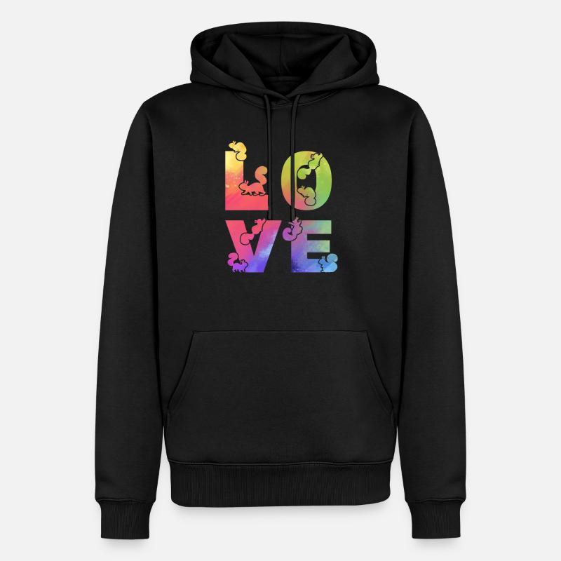 Écureuil Amour Écureuils Mignon Écureuil - Sweat à capuche Premium bio Homme - noir