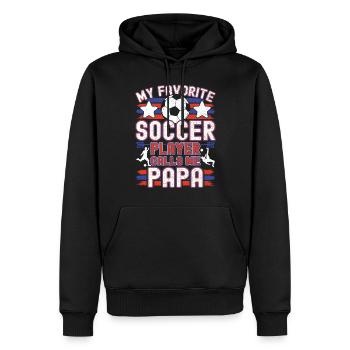 Soccer Papa Père Soccer Papa Joueur de soccer - Sweat à capuche Premium bio Homme - noir - Devant - Nico (187cm)