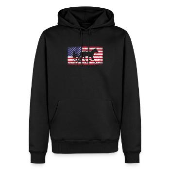 Harness racing american flag - Men’s Premium Organic Hoodie - black - Front - Nico (187cm)