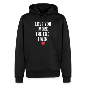 Je t’aime plus à la fin je gagne la Saint-Valentin - Sweat à capuche Premium bio Homme - noir - Devant - Nico (187cm)