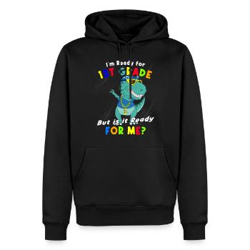 Inscriptions scolaires Écoliers 2022 Dinosaures - Sweat à capuche Premium bio Homme - noir - Devant - Nico (187cm)