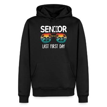 Senior last first day - Men’s Premium Organic Hoodie - black - Front - Nico (187cm)