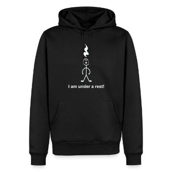 Je suis sous un hummor de musique de pause - Sweat à capuche Premium bio Homme - noir - Devant - Nico (187cm)