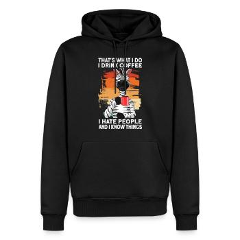 c’est ce que je bois du café déteste les gens Vintage - Sweat à capuche Premium bio Homme - noir - Devant - Nico (187cm)