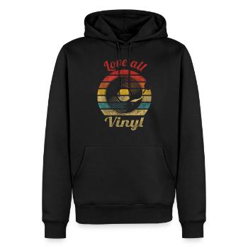 J’adore tout Vinyl Retro Vintage Music - Sweat à capuche Premium bio Homme - noir - Devant - Nico (187cm)