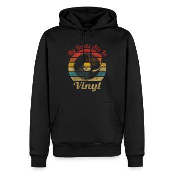 Mes racines sont dans la musique vintage rétro vinyle - Sweat à capuche Premium bio Homme - noir - Devant - Nico (187cm)