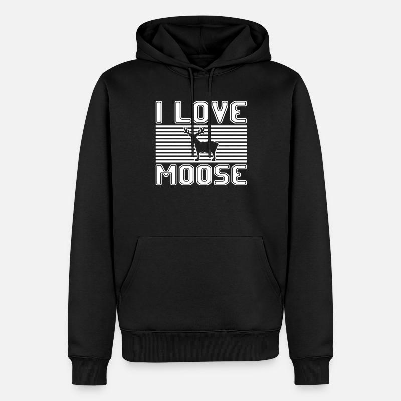 I love moose - Männer Premium Bio Hoodie - Schwarz