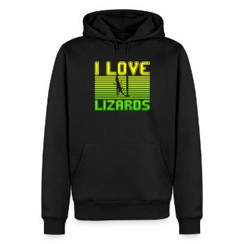 I love lizards - Männer Premium Bio Hoodie - Schwarz - Vorne - Nico (187cm)