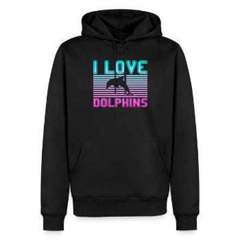 I love dolphins - Männer Premium Bio Hoodie - Schwarz - Vorne - Nico (187cm)