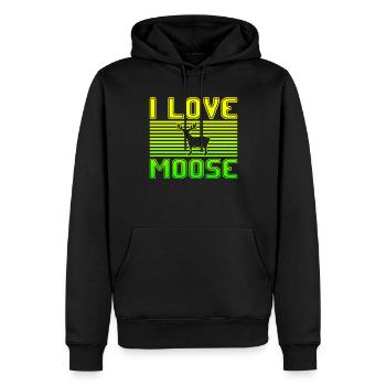 I love moose - Männer Premium Bio Hoodie - Schwarz - Vorne - Nico (187cm)