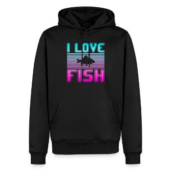 I love fish - Men’s Premium Organic Hoodie - black - Front - Nico (187cm)