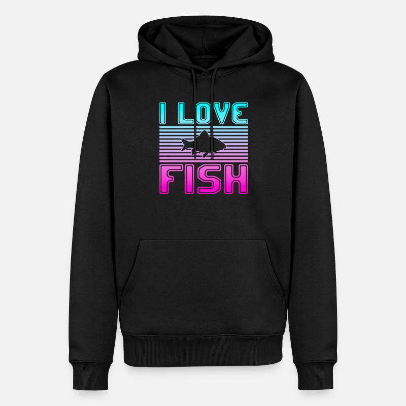 J’adore le poisson - Sweat à capuche Premium bio Homme - noir