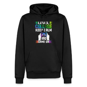 Level COLLEGE keep calm and game on - Männer Premium Bio Hoodie - Schwarz - Vorne - Nico (187cm)
