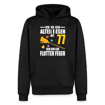 Alter Besen Junger Feger 77 Jahre 77. Geburtstag - Männer Premium Bio Hoodie - Schwarz - Vorne - Nico (187cm)