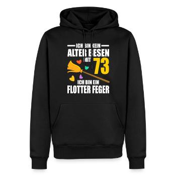 Alter Besen Junger Feger 73 Jahre 73. Geburtstag - Männer Premium Bio Hoodie - Schwarz - Vorne - Nico (187cm)