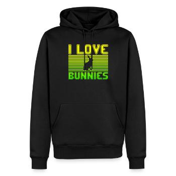 I love bunnies - Men’s Premium Organic Hoodie - black - Front - Nico (187cm)