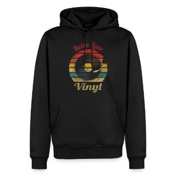 Retro Love Vinyl Retro Vintage Music - Männer Premium Bio Hoodie - Schwarz - Vorne - Nico (187cm)
