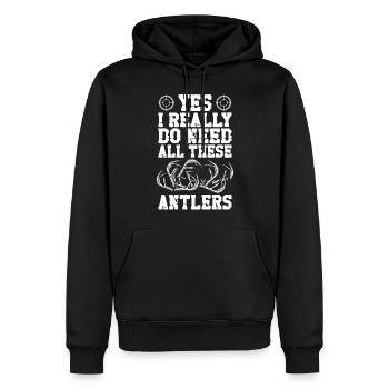 Buck Deer Hunting Hunter Vintage - Sweat à capuche Premium bio Homme - noir - Devant - Nico (187cm)
