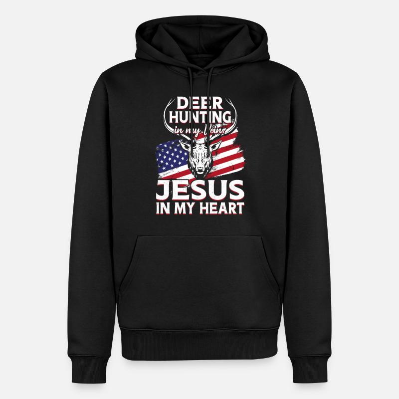 Chasseur de cerfs Buck Jesus - Sweat à capuche Premium bio Homme - noir
