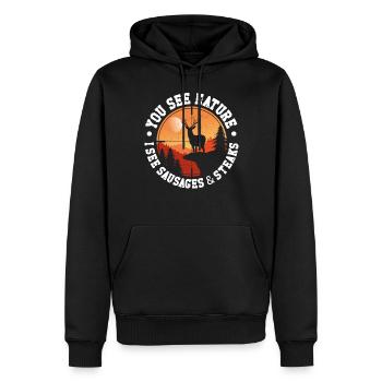 Buck Deer Hunting Hunter Bbq - Männer Premium Bio Hoodie - Schwarz - Vorne - Nico (187cm)