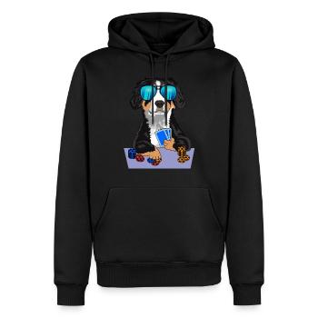 Berner Sennenhund spielt Poker - Männer Premium Bio Hoodie - Schwarz - Vorne - Nico (187cm)