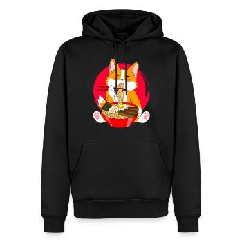 Kawaii Anime Nouilles japonaises Corgi Dog - Sweat à capuche Premium bio Homme - noir - Devant - Nico (187cm)