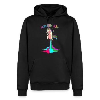 ich bin 29 plus pupsender Einhorn 30. Geburtstag - Männer Premium Bio Hoodie - Schwarz - Vorne - Nico (187cm)