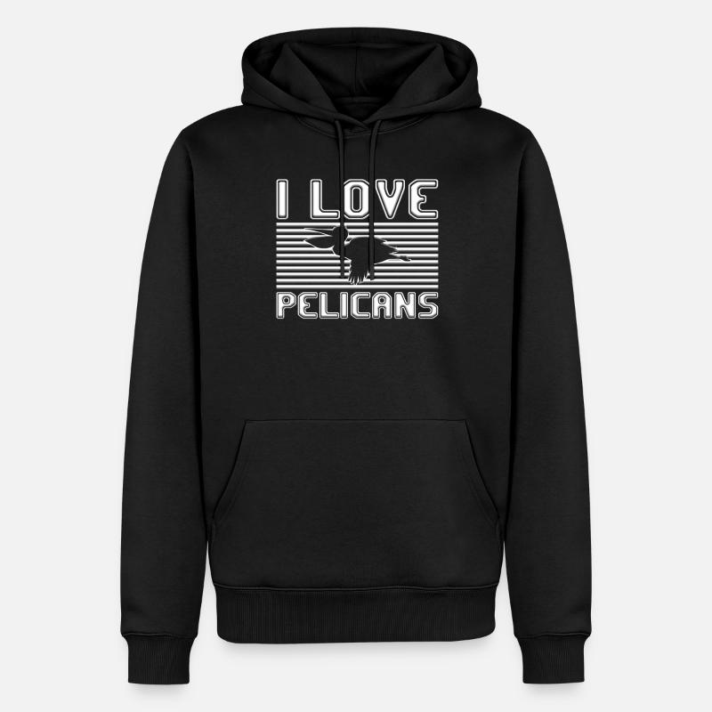 I love pelicans - Männer Premium Bio Hoodie - Schwarz