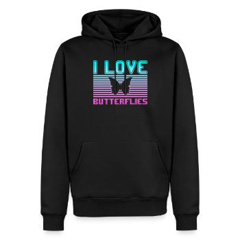 I love butterflies - Männer Premium Bio Hoodie - Schwarz - Vorne - Nico (187cm)
