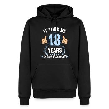 it took me 18 Years to look this good 18 Birthday - Men’s Premium Organic Hoodie - black - Front - Nico (187cm)