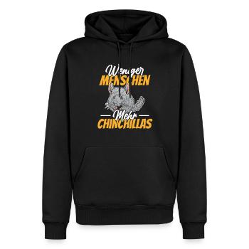 Weniger Menschen mehr Chinchillas - Männer Premium Bio Hoodie - Schwarz - Vorne - Nico (187cm)