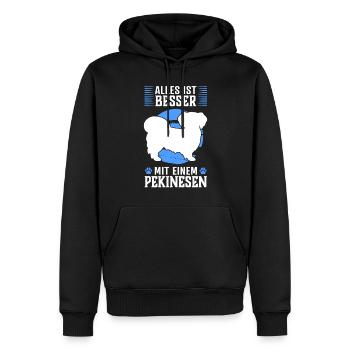 Alles ist besser mit Pekinese Peking-Palasthund - Männer Premium Bio Hoodie - Schwarz - Vorne - Nico (187cm)