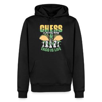 Drôle d’humour de jeu d’échiquier pour un - Sweat à capuche Premium bio Homme - noir - Devant - Nico (187cm)