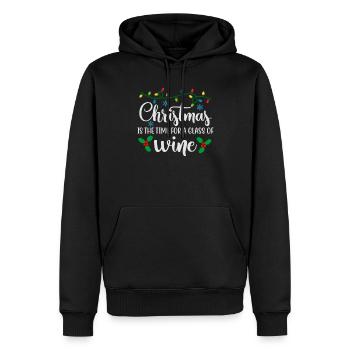 Noël moche Noël est le temps du vin - Sweat à capuche Premium bio Homme - noir - Devant - Nico (187cm)