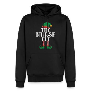 Je suis l’elfe infirmière - Sweat à capuche Premium bio Homme - noir - Devant - Nico (187cm)