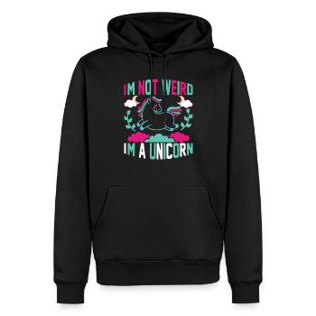 Je ne suis pas bizarre, je suis une licorne licorne - Sweat à capuche Premium bio Homme - noir - Devant - Nico (187cm)
