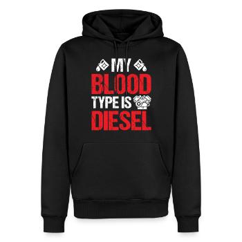 Mechanic Car Garage - My Blood Type Is Diesel - Männer Premium Bio Hoodie - Schwarz - Vorne - Nico (187cm)