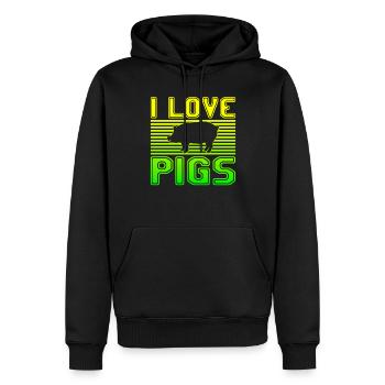 J’adore les cochons - Sweat à capuche Premium bio Homme - noir - Devant - Nico (187cm)