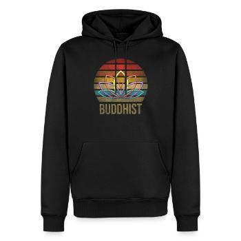 Buddhist Letter Buddhism Religion Retro Vintage - Männer Premium Bio Hoodie - Schwarz - Vorne - Nico (187cm)