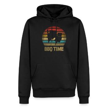 BBQ Time Barbecue Grilling Retro Vintage - Männer Premium Bio Hoodie - Schwarz - Vorne - Nico (187cm)