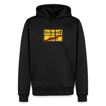 Arbeit Wochenende Ortsschild - Männer Premium Bio Hoodie - Schwarz - Vorne - Nico (187cm)