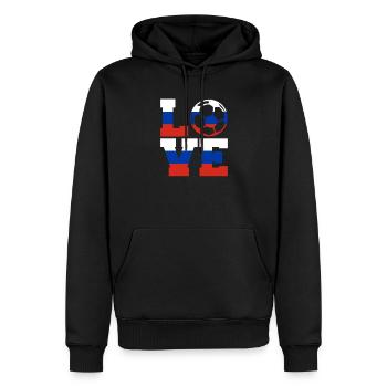 Football Amour Russie - Sweat à capuche Premium bio Homme - noir - Devant - Nico (187cm)