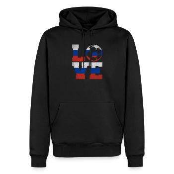Football Amour Russie - Sweat à capuche Premium bio Homme - noir - Devant - Nico (187cm)
