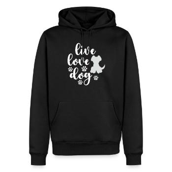 Vie Amour Chiens - Sweat à capuche Premium bio Homme - noir - Devant - Nico (187cm)