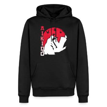 Aikido Arts Martiaux Combattant Amateurs d’Arts Martiaux - Sweat à capuche Premium bio Homme - noir - Devant - Nico (187cm)